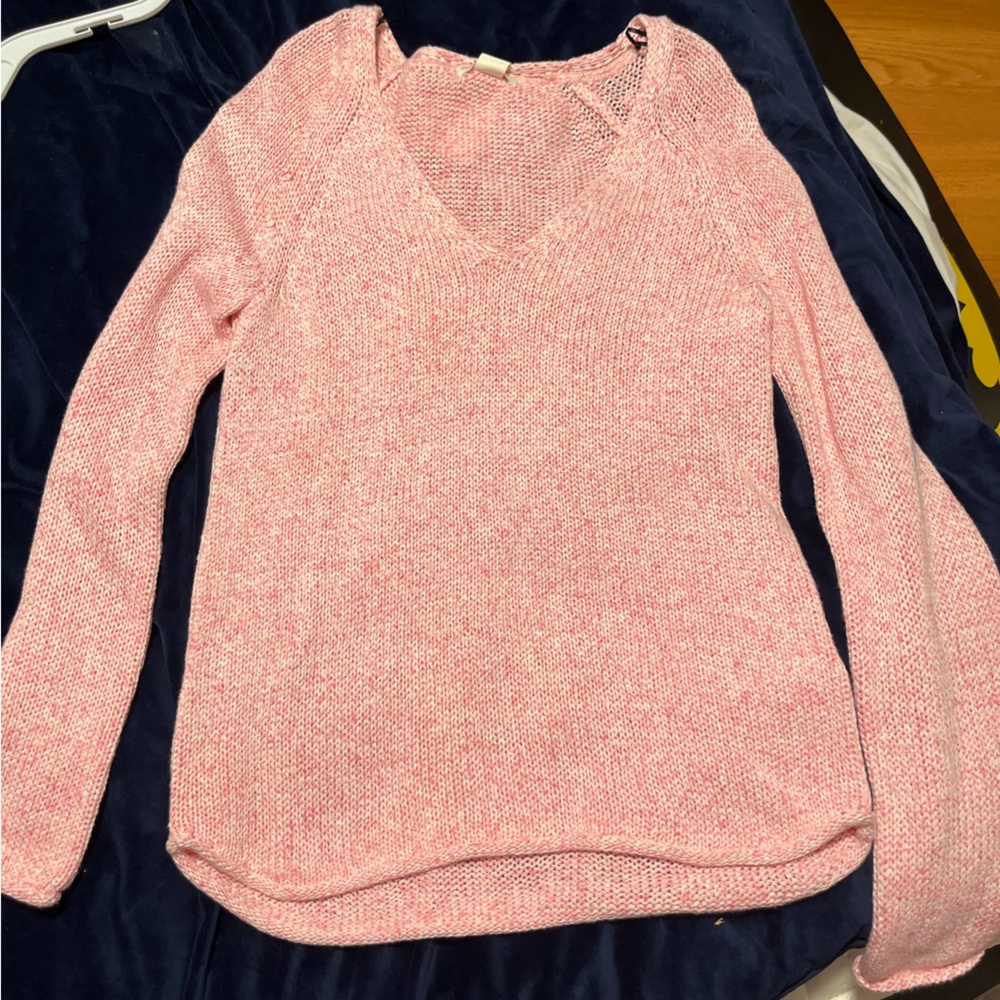 pink cardigan valentine’s day themed